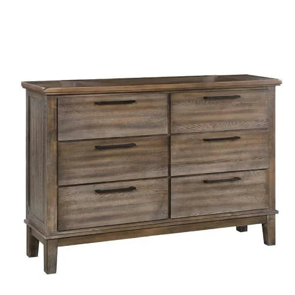 Cagney Gray Vintage 6 Drawer Dresser with Rustic Antique Hardware