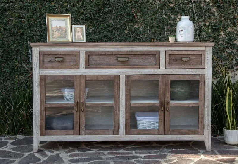 Consoleil イシコリドメ（フロストミラー）Bグレード Mykos Caramel 4-Door Console Cabinet - | Free Shipping | Exclusive
