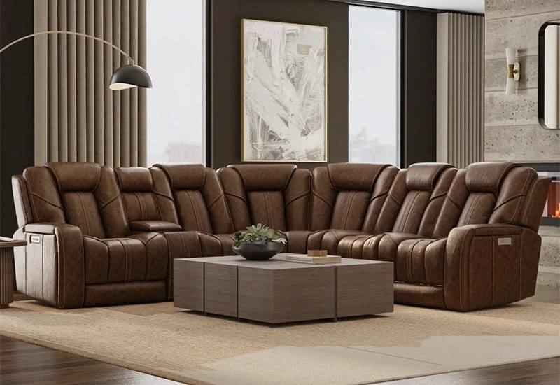 Moto Motion Capriccio Smoke Brown 6-Piece Power Sectional with