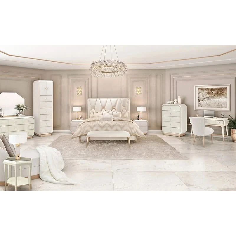La Rachelle Champagne Modern Glam 5-Piece Bedroom Set with