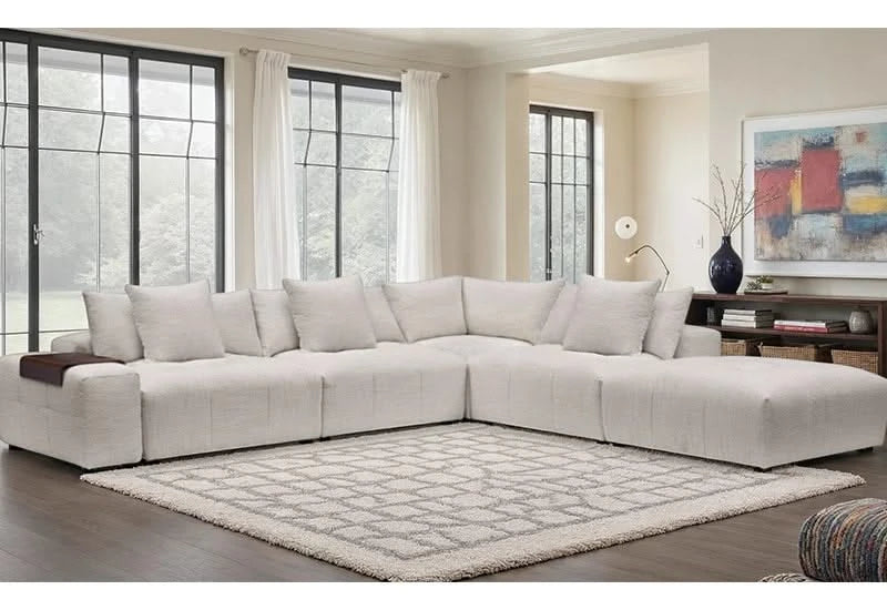 Merino Pearl White Contemporary 6 PC Modular Sectional and Accent