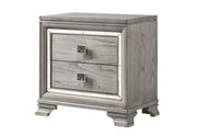 Sky Tower Silver Nightstand with Mirrored Trim
