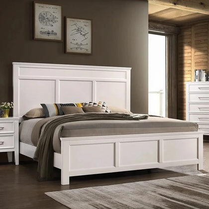 Delia White Modern Bed (Headboard, Footboard, and Rails)