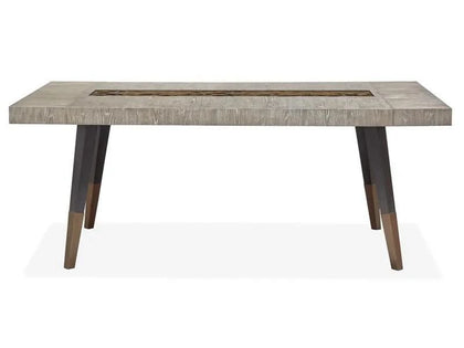 Paladium Rectangular Dining Table with Fractal Pattern Design and Aged Brass Accents