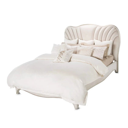 London Place Stone Upholstered Panel Bed with Platinum Finish (Queen or King)