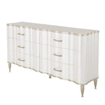 London Place Stone 6-Drawer Dresser with Creamy Pearl & Platinum Finish