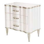 London Place Stone Nightstand with Creamy Pearl & Platinum Finish