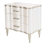 London Place Stone Nightstand with Creamy Pearl & Platinum Finish