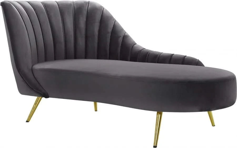 MARGO GREY VELVET CHAISE - 622