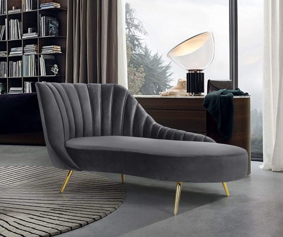 MARGO GREY VELVET CHAISE - 622
