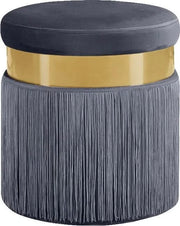 YASMINE GREY VELVET OTTOMAN - 142