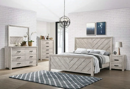 Ellen White 5-Piece Bedroom Set with Dresser & Mirror