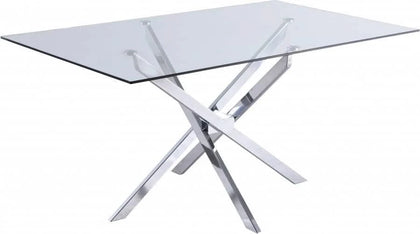 Xander Chrome Contemporary Rectangular Glass Dining Table