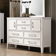 Delia White Modern Dresser with 6 Drawers and 2 Doors