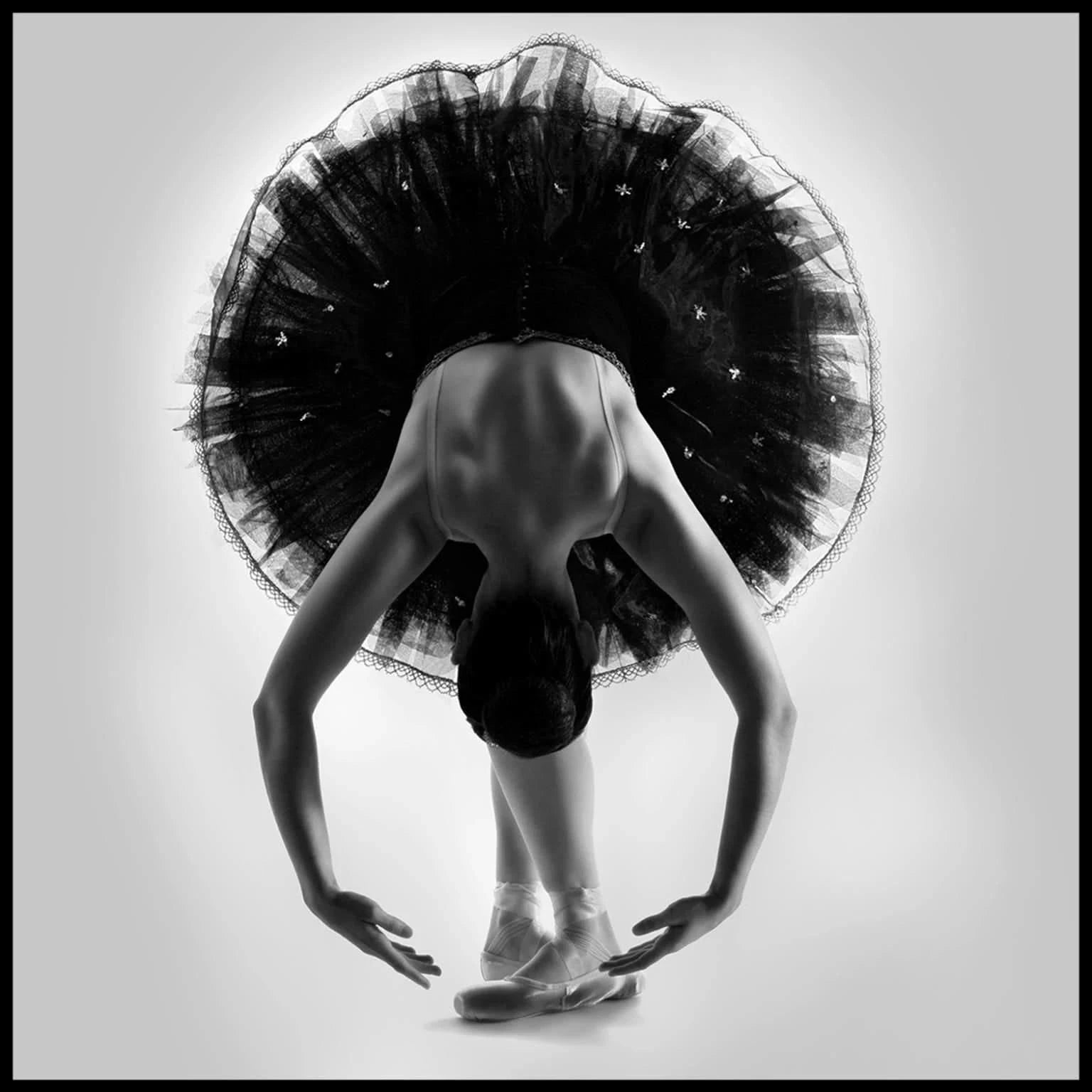 BK/WH BALLERINA GLASS WALL ART