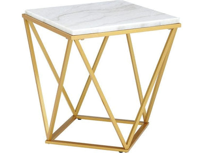 Riko White Marble and Gold End Table