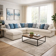 Houston Light Gray Putty Traditional 3 PC Sectional with Down-Blend Accent Pillows