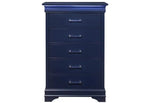 Charlie Blue 5 Drawer Chest with LED Lighting and Acrylic Hardware