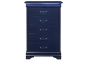 Charlie Blue 5 Drawer Chest with LED Lighting and Acrylic Hardware