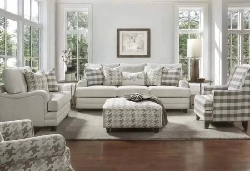Whitley Cream Modern Living Room Set Includes Sofa and Loveseat with Accent Pillows