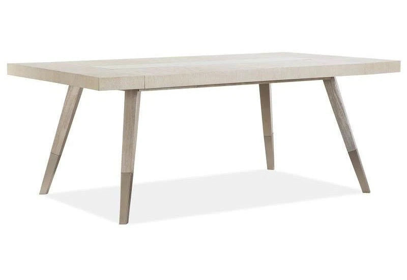 Lenox Cream Contemporary 7PC Rectangle Dining Set with 76” – 96” Extendable Table and 6 Upholstered Chairs