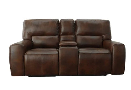 Chesapeake Brown Leather Zero Gravity Power Reclining Loveseat with Power Headrests