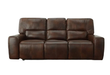 Chesapeake Cognac Brown Leather Zero Gravity Power Reclining Sofa with Power Headrests
