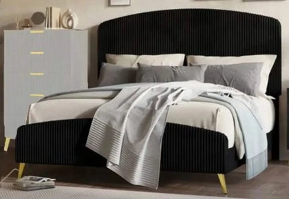 Kailani Black King Bed with Upholstered Accents and Contemporary Design