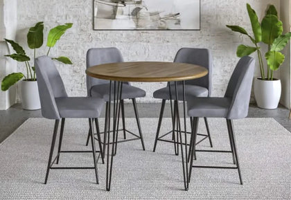 Brennan 5-Piece Round Counter Height Dining Set with Upholstered Stools