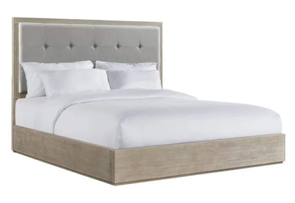 Arcadia Grey Queen Panel Bed with Tufted Upholstered Headboard