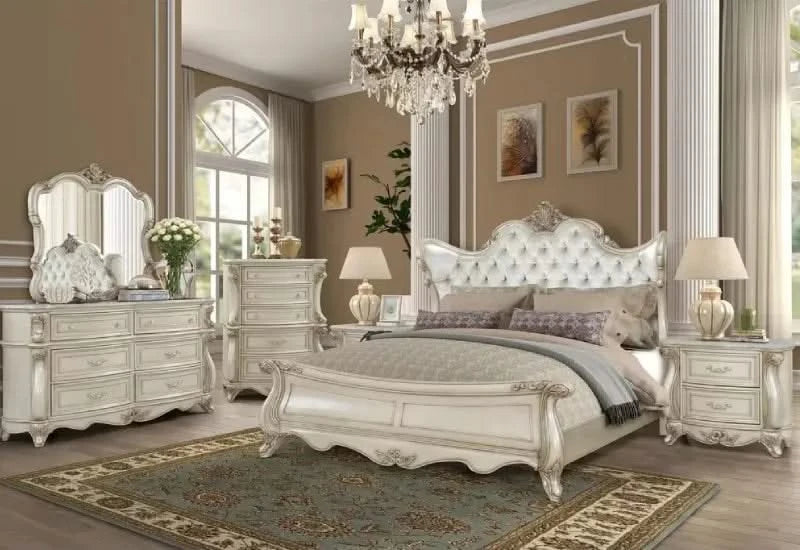 Monique Champagne Glam 5PC Bedroom Set with Bed, Dresser and Mirror - | Free Shipping