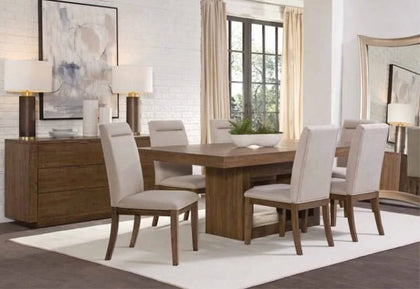 Garland Toffee Modern Rustic 7-Piece Rectangular Extension Dining Set with 6 Upholstered Chairs