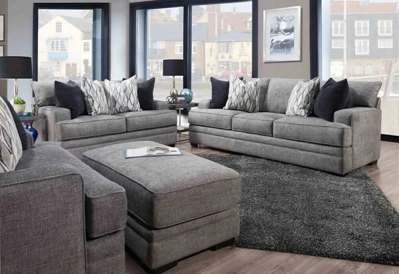 Protege Gray Contemporary Living Room Set Includes Sofa and Loveseat with Throw Pillows & Gel Memory Foam seating