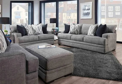 Protege Gray Contemporary Living Room Set with Sofa, Loveseat and Gel Memory Foam Seating