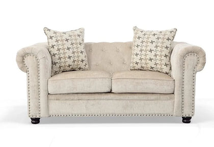 Westminster Salt & Taupe Loveseat with Button Tufting