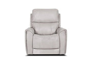 Sorento Dove Leather Power Recliner with Pillow-Top Arms