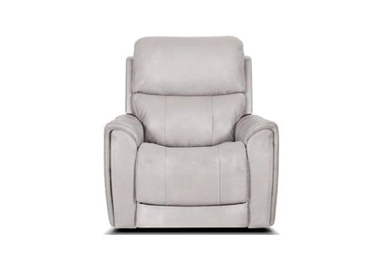 Sorento Dove Gray Leather Power Recliner with Pillow-Top Arms