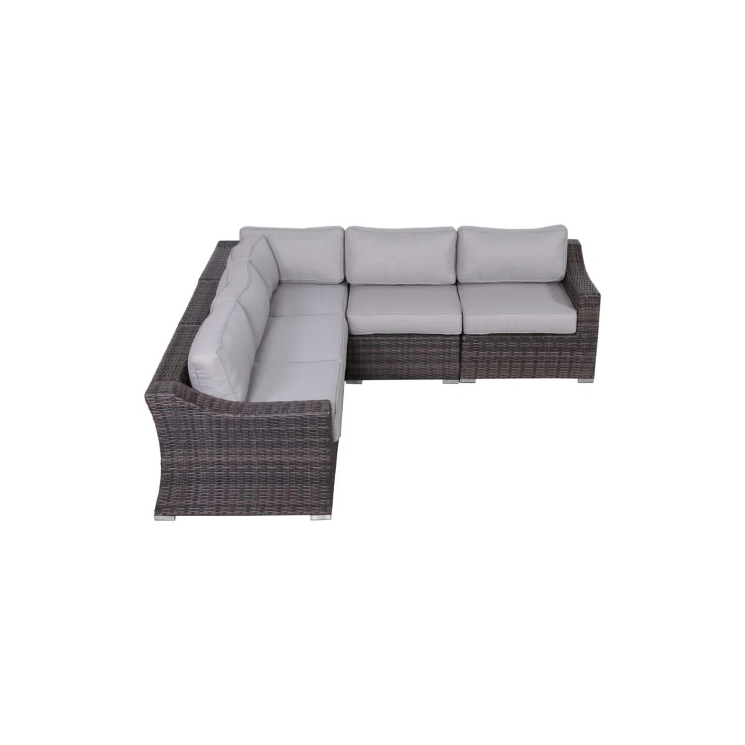 Contemporary Outdoor Rattan Wicker Sectional Seating Group With Cushions