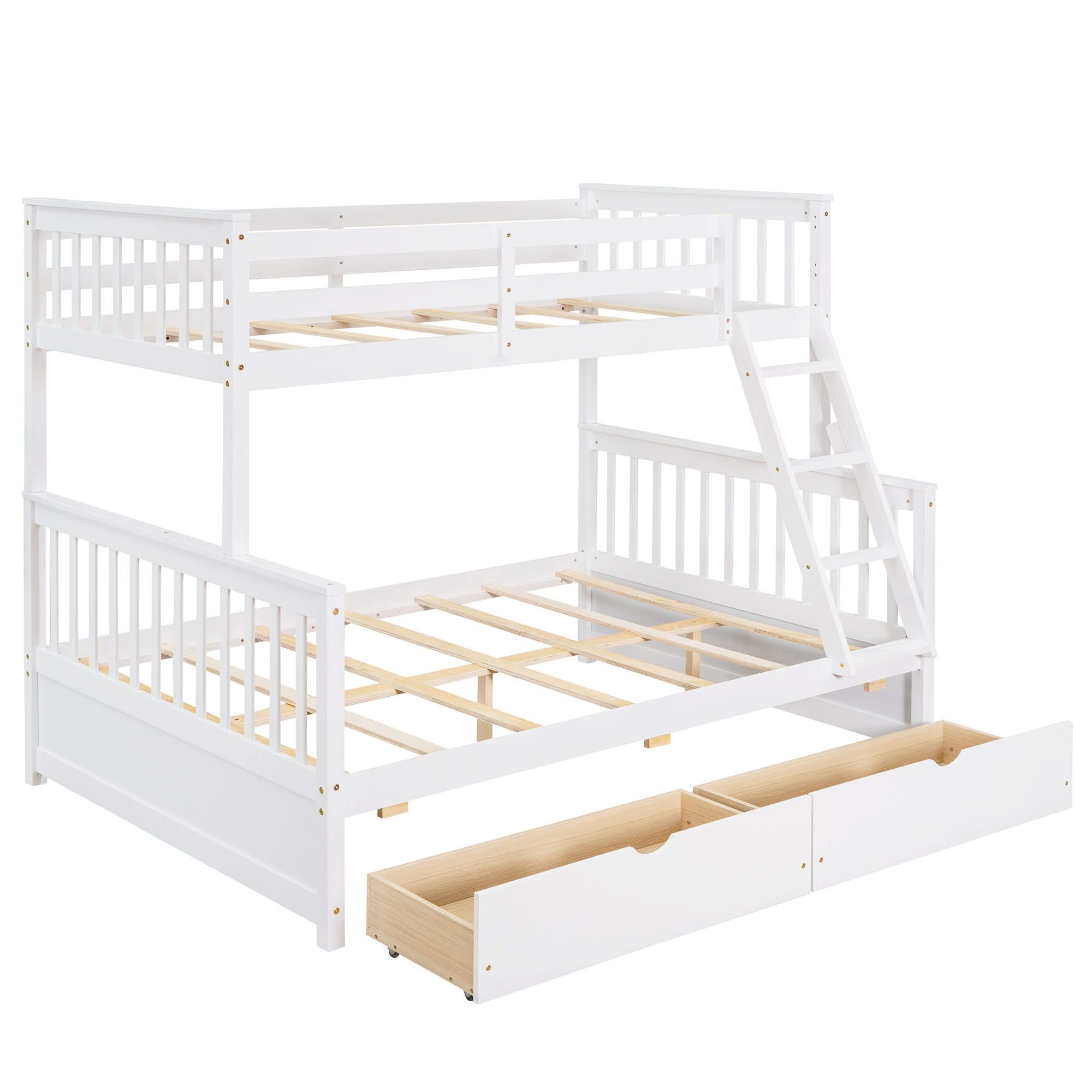 Bunk Bed With Ladders And 2 Storage Drawers