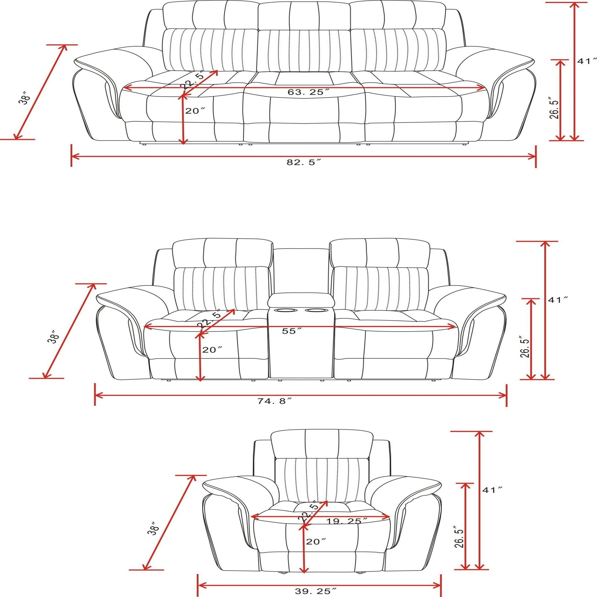 Steban - Console Reclining Loveseat - Gray