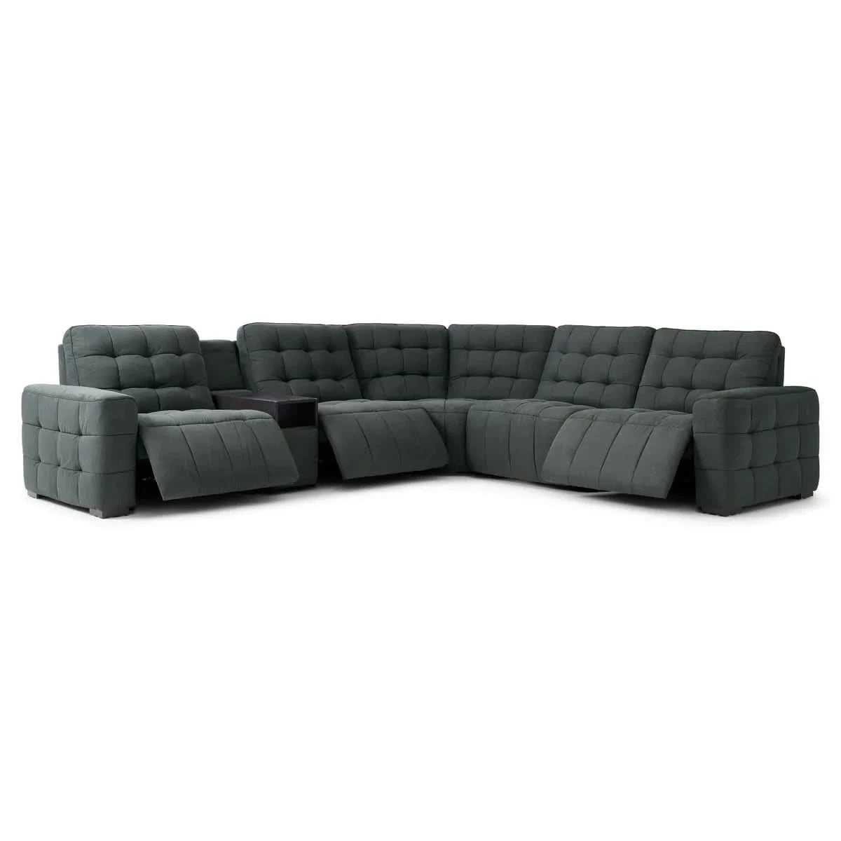 Peyton Pepper Charcoal 6-Piece Power Reclining Sectional with Storage Console & USB Charging