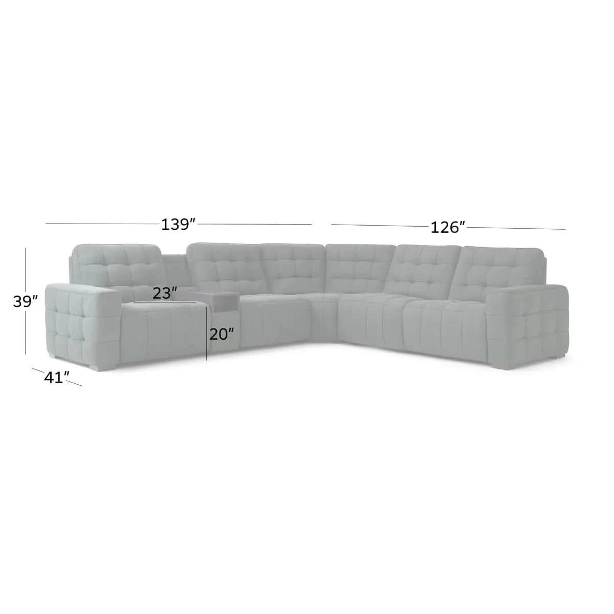 Peyton Pepper Charcoal 6-Piece Power Reclining Sectional with Storage Console & USB Charging