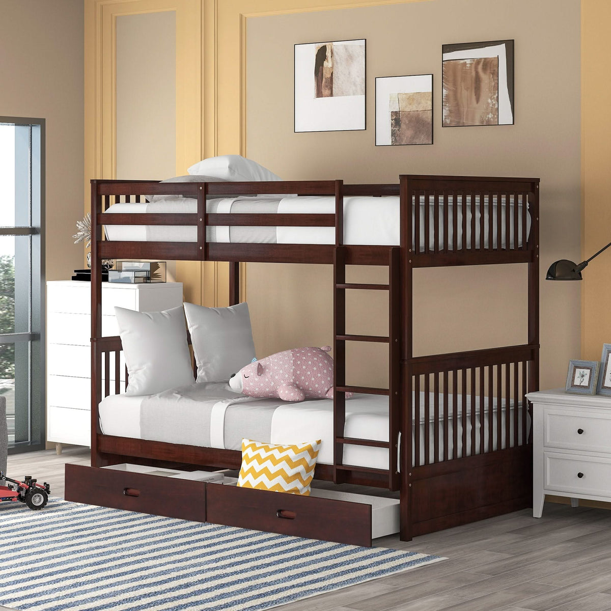 Ladderless Bunk Bunk Bed With Ladders And 2 Storage Drawers - | Free Shipping ...