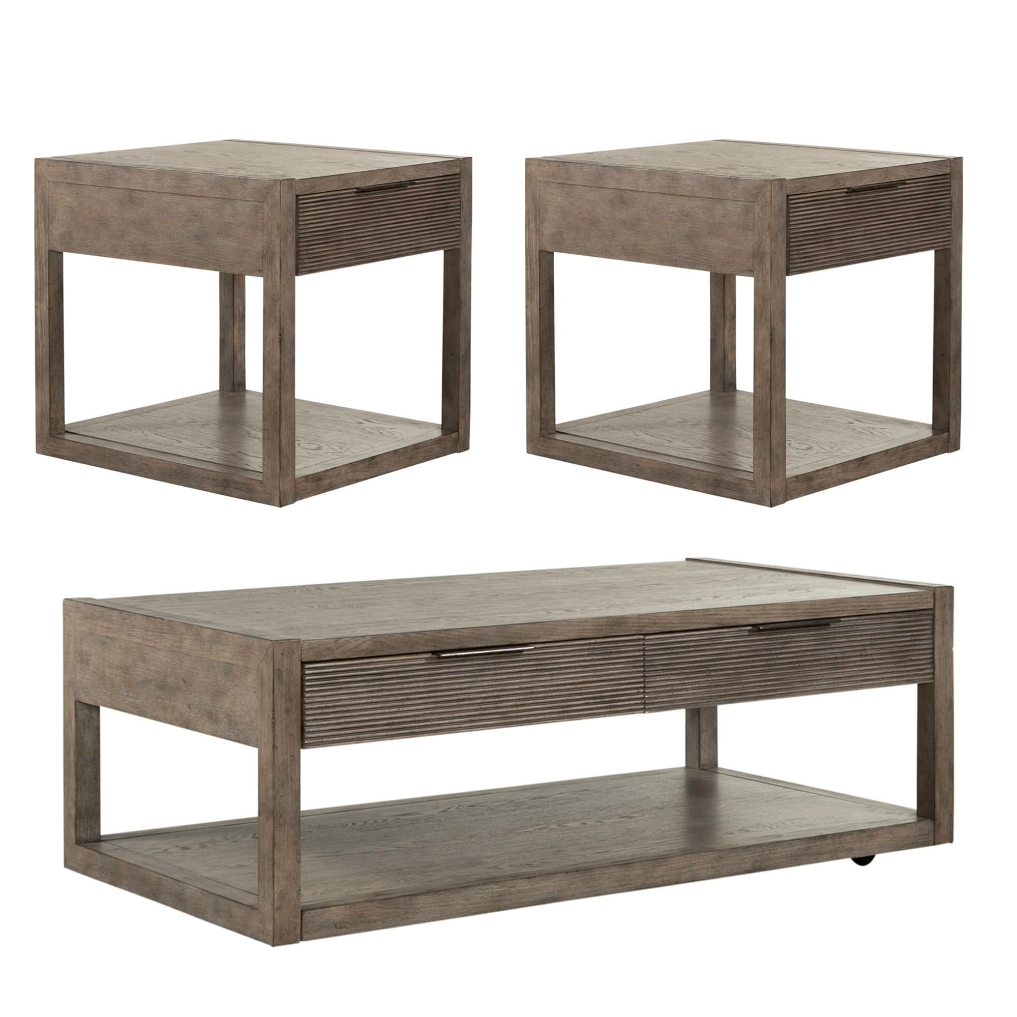 Bartlett Field - 3 Piece Table Set (1 Cocktail 2 End Tables) - Dusty Taupe