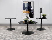 Ganso 3-piece Round Glass Top Coffee and End Table Set Black