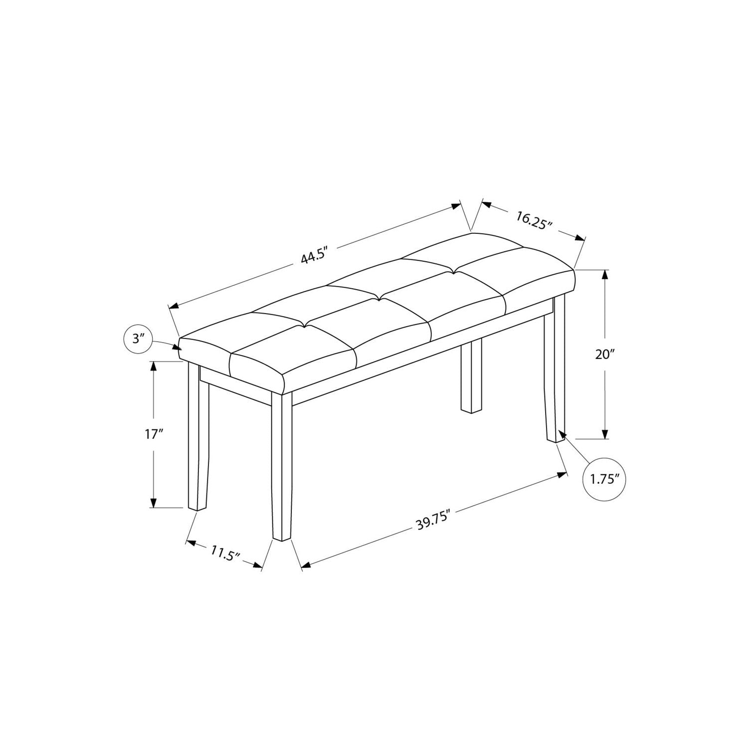 Bench, Rectangular, Hallway, Upholstered, Transitional - Cream