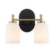 Vortex - 2 Lights Vanity In Style For Over Bathroom Mirror Wall Sconce - Black / Gold / White