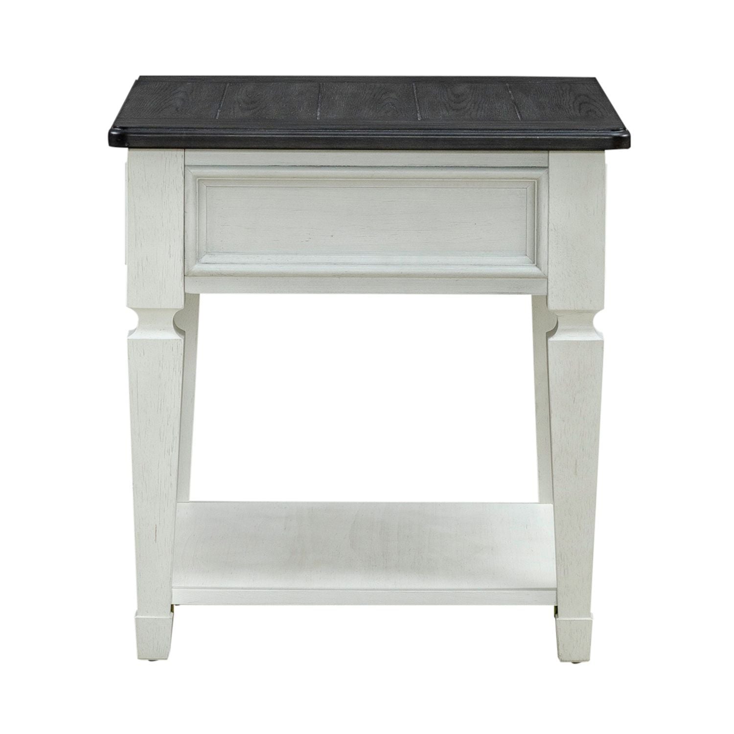 Allyson Park - Drawer End Table - Wirebrushed White / Charcoal