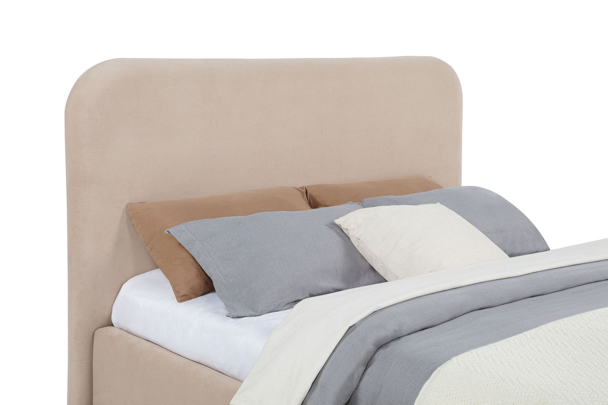 Anders Upholstered Full Storage Lift Platform Bed Beige