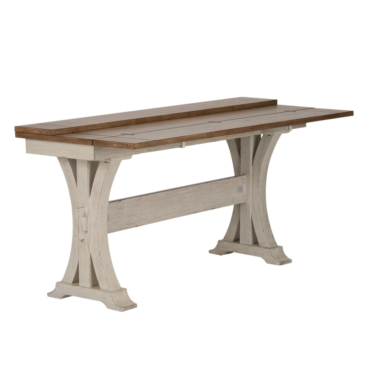 Farmhouse Reimagined - Flip Lid Sofa Table - Antique White / Chestnut Tops